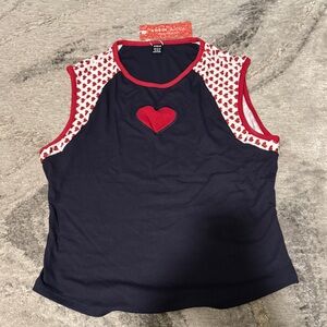 SHEIN Navy and Red Trim Top